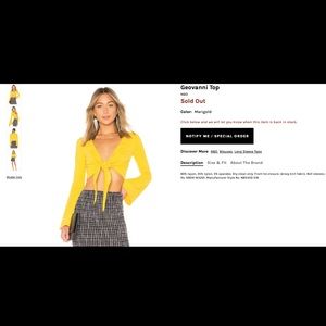 Yellow NBD tie top, size medium,  from revolve